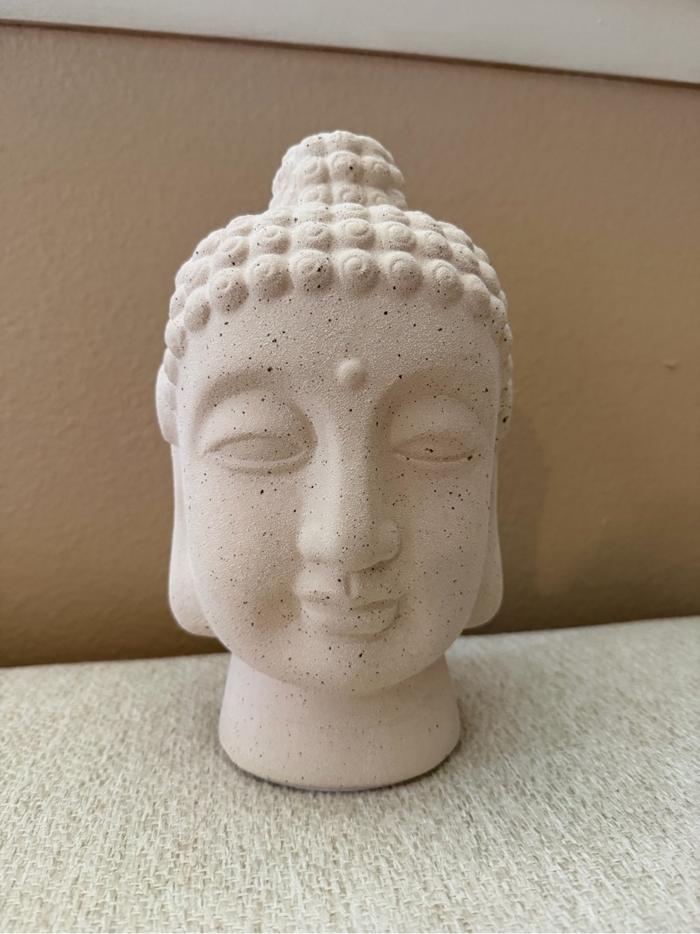 Serene Beige Buddha Head Sculpture - Calming Home Accent